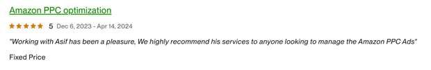 Five-star client review on our Upwork profile.