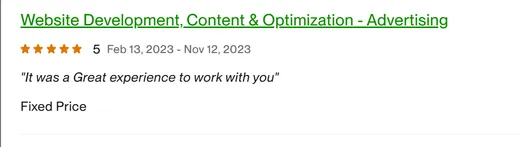 Verified client review on the E-Com Cabin Upwork profile